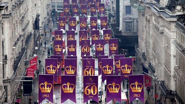 London's Regent Street Turns Purple to Celebrate The Queen's Coronation