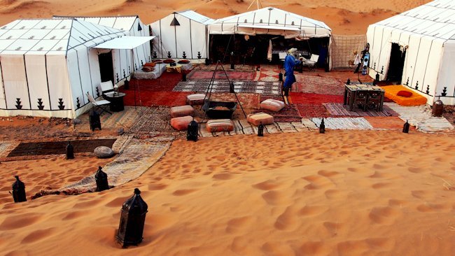 Desert Luxury Camp in Morocco Nestled in the Sand Dunes