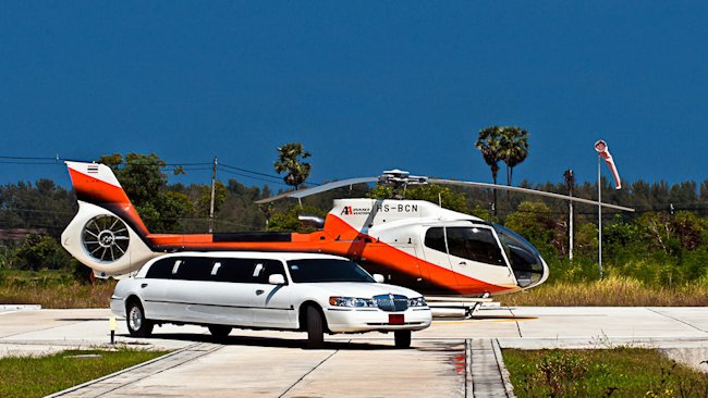 Avista Hideaway limo and helicopter