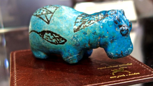 Egyptian Middle Kingdom Turquoise Faience Hippopotamus