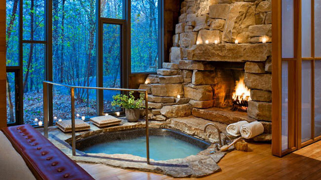 romantic hotel fireplace