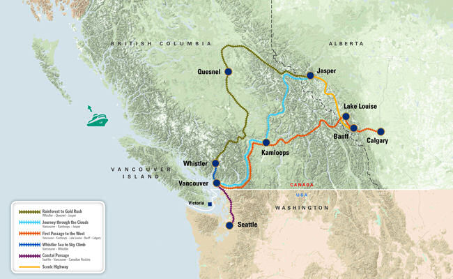 Rocky Mountaineer Route Map