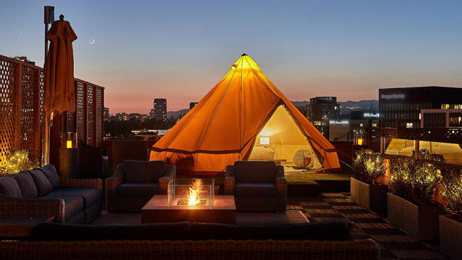 Beverly Wilshire roof glamping