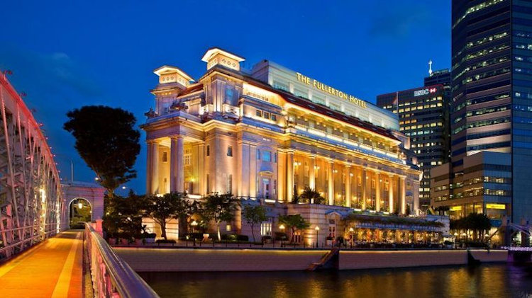 The Fullerton Hotel Singapore exterior night
