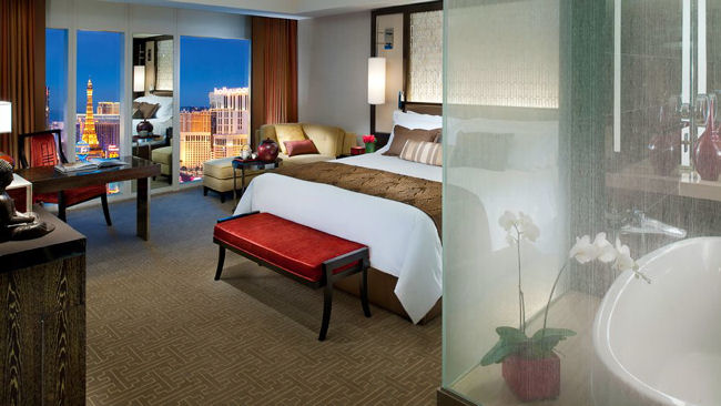 Mandarin Oriental Las Vegas room overlooking strip
