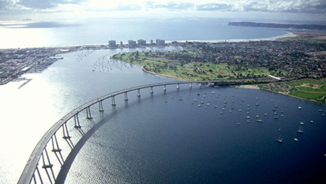 Coronado Bridge San Diego aerial view