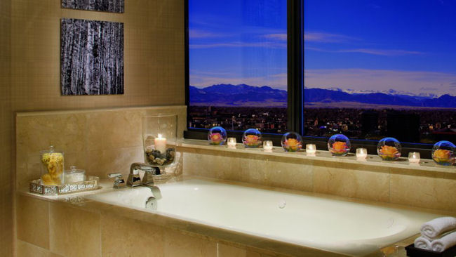 Ritz-Carlton Denver bathtub with mountain view