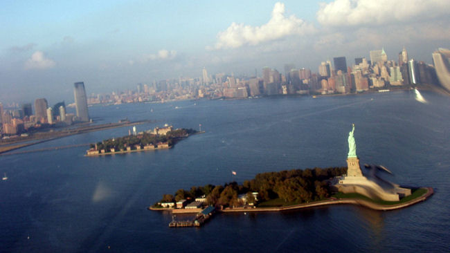 New York City view from helicopter
