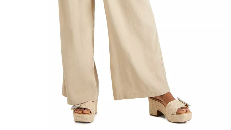 Elevate your linen pants game with platform shoes