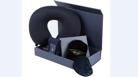 Luxurious sleep mask, travel socks & neck pillow from Masters of Mayfair