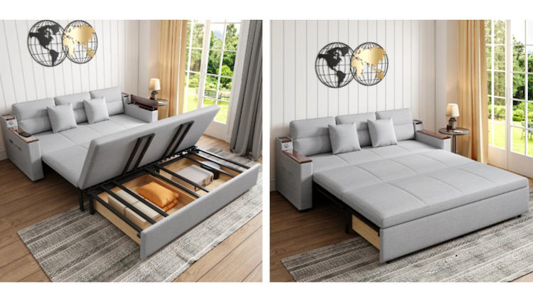 How to Create a Boutique-Hotel Guest Room With a Sleeper Couch and Smart Storage