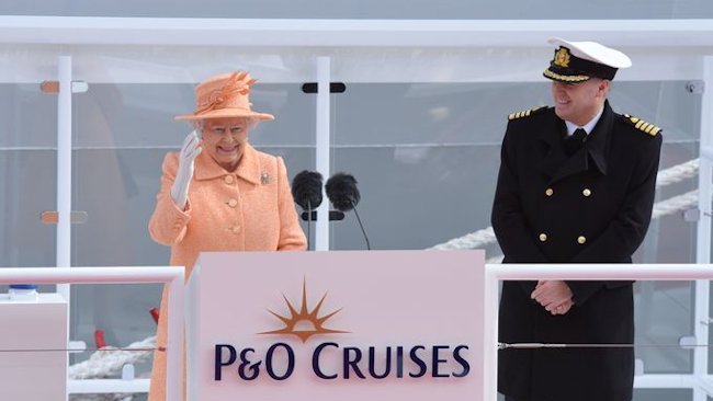 Her Majesty Queen Elizabeth Christens New Ocean Liner Britannia