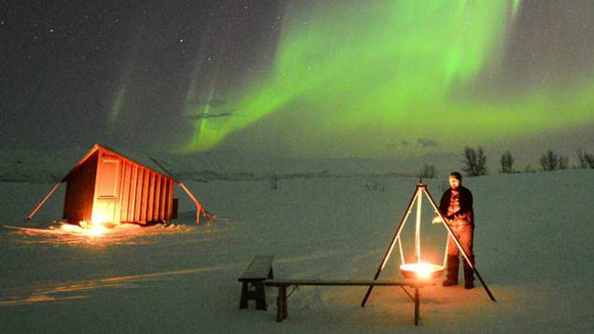 View the Northern Lights from an Ice Hut in Sweden