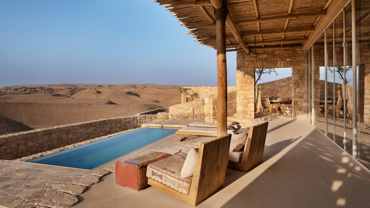 First Glimpse of the Desert Colors & Dunescape at Six Senses Shaharut in Israel
