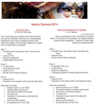 Outstanding Italia Offers Venice Carnival 2014 Package