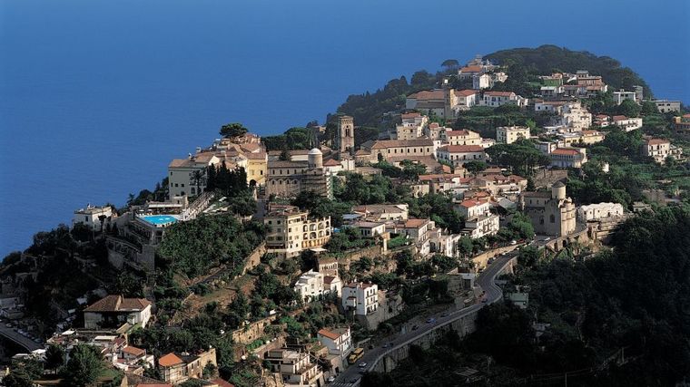 Shots of the lush gardens and stunning views from the famous luxury hotel  The Belmond Hotel Caruso in Ravello, Amalfi Coast, Italy Stock Photo - Alamy