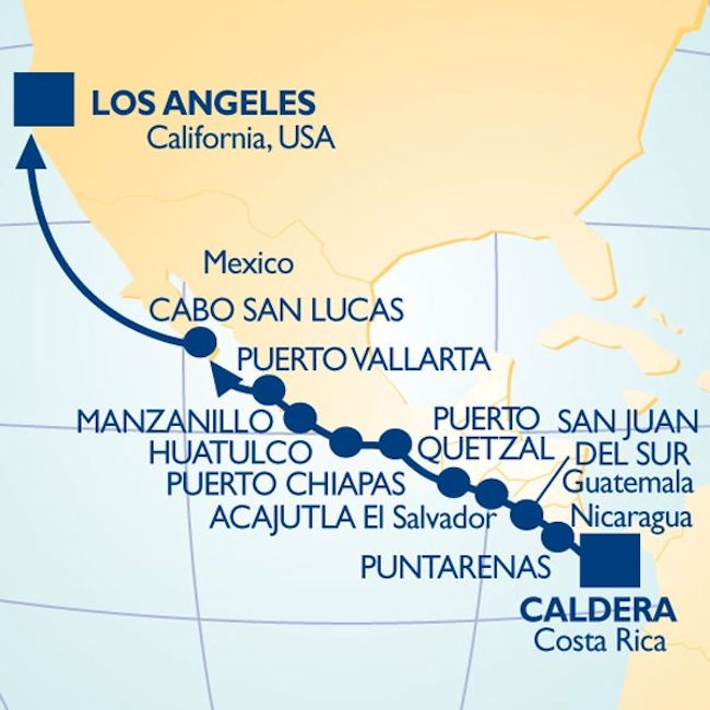 Azamara Mesoamerican Cruise route
