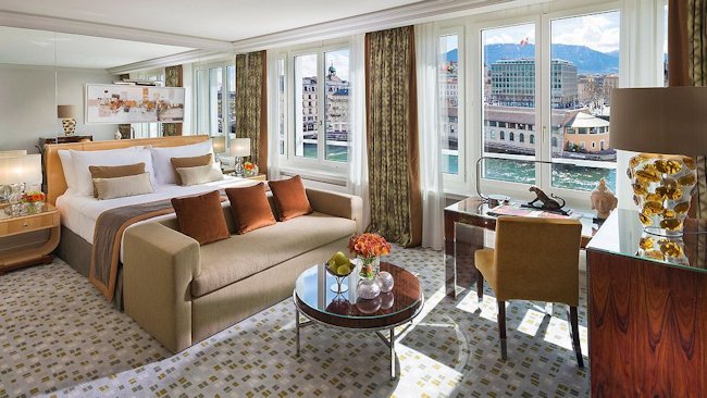 Mandarin Oriental Geneva river view guestroom