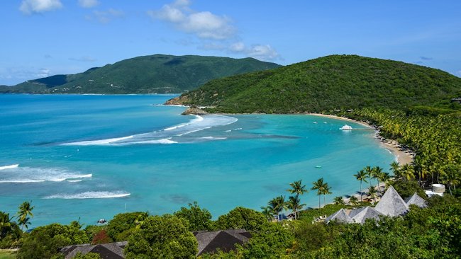 Rosewood Little Dix Bay beach aerial