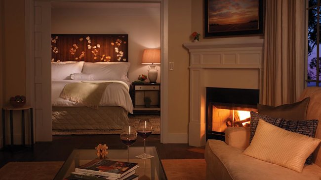 Belmond El Encanto suite fireplace