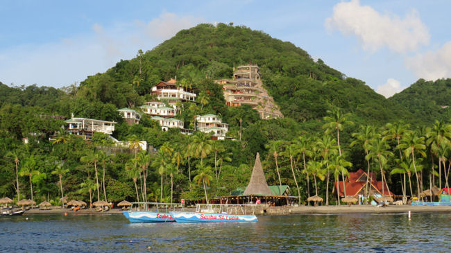 Jade Mountain hillside from water