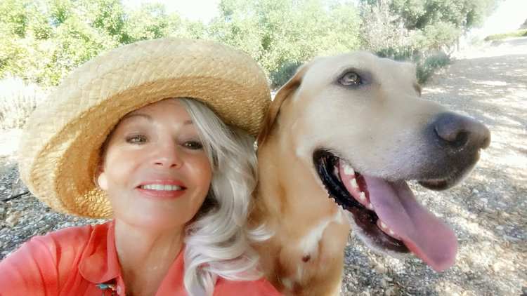 Nancy Chuda with her dog Journey