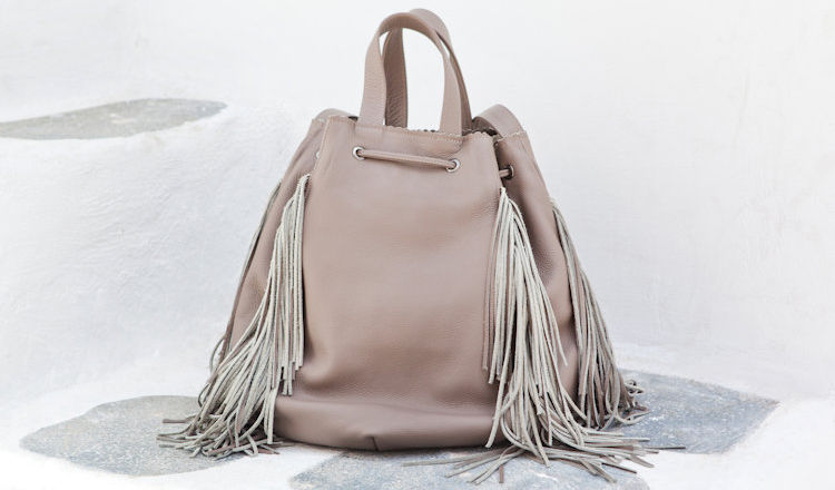 RIEN handbag tan tassels