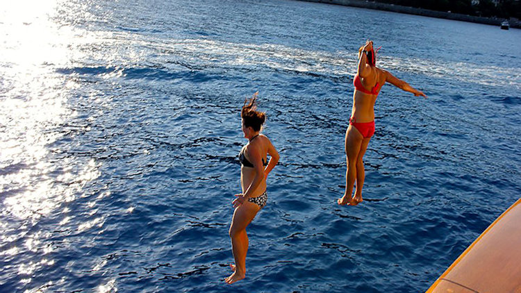 diving off a yacht