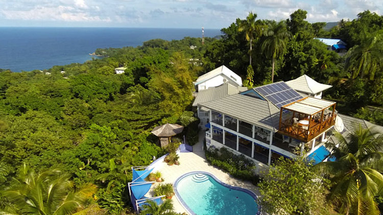 Hotel Mockingbird Hill in Port Antonio aerial view