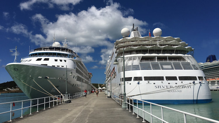 Silversea ships in Antigua