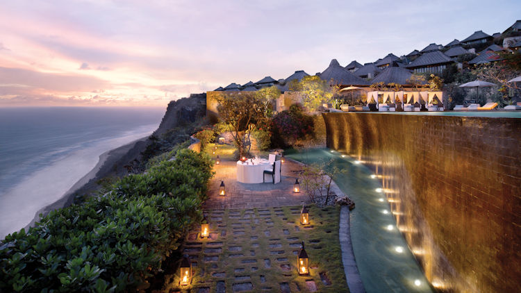 Bulgari Bali lower pool evening