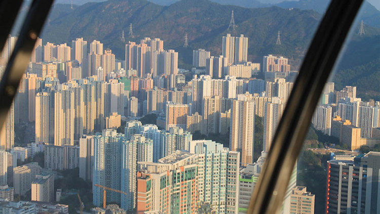 Hong Kong helicopter aerial view