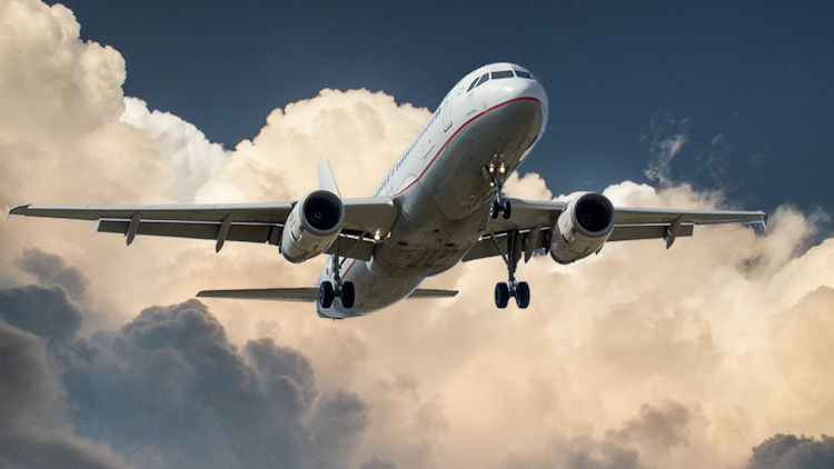 airplane in clouds