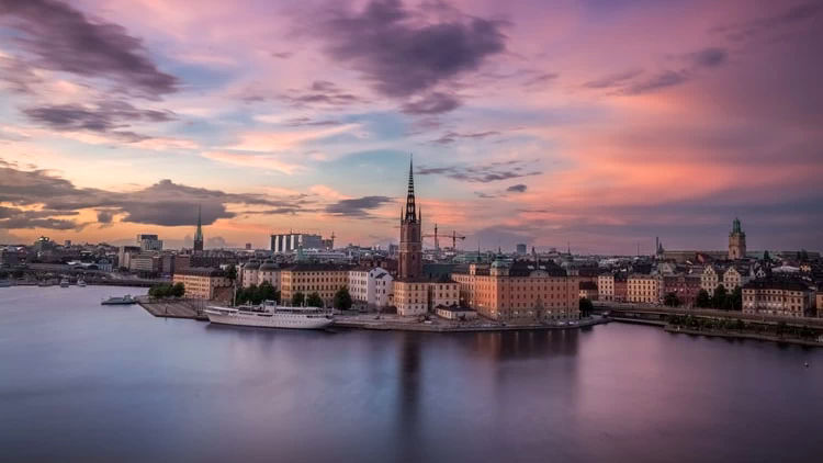 Stockholm pink purple sunset