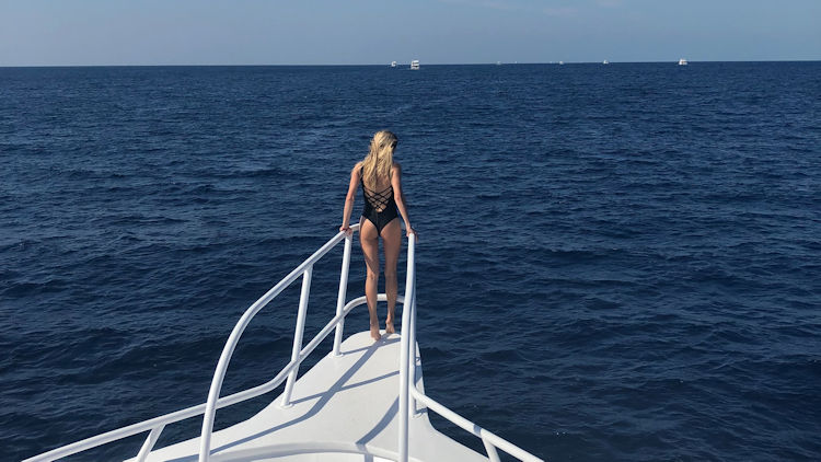 woman on yacht