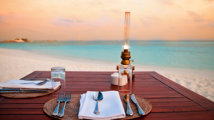 Turks and Caicos romantic beach dinner