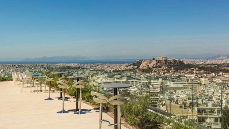 Rooftop bar with Acropolis view