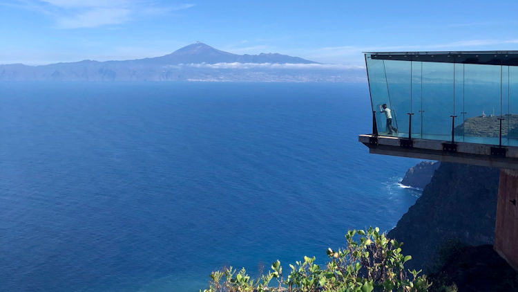 Panoramic views from La Gomera towards El Teide on Tenerife 