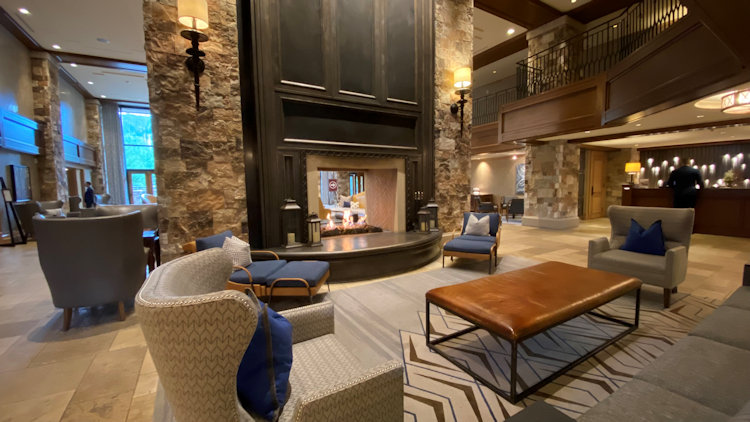 St Regis Deer Valley lobby fireplace