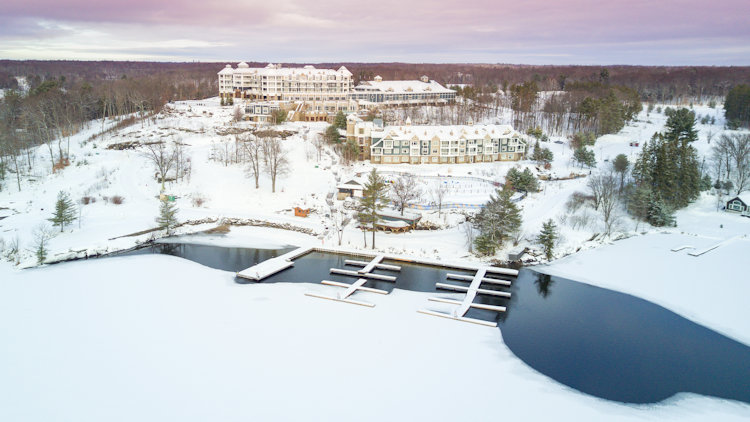 JW Marriott The Rosseau Muskoka Resort & Spa winter drone image