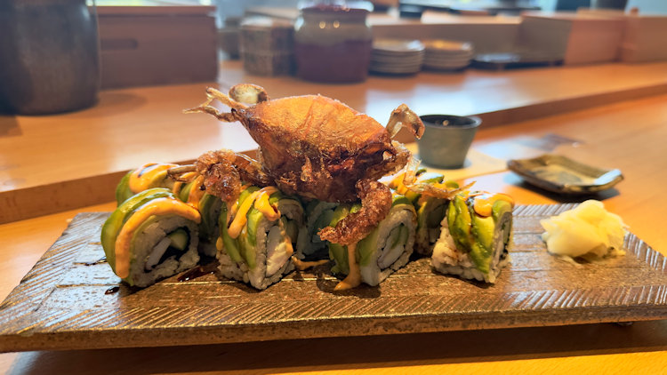 Sushi Tatsugoro - soft shell whole crab on a roll