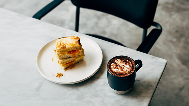 Café breakfast with coffee