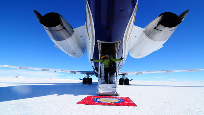 Plane landing in Antarctica