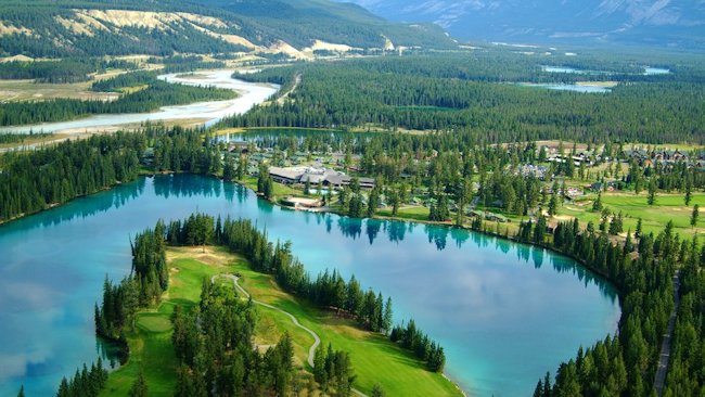 Fairmont Jasper Park Lodge aerial golf